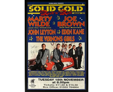 Solid Gold Rock 'n' Roll - poster signed by Marty Wilde, Joe Brown and others, framed and glazed 31x 21 inches souvenir progr