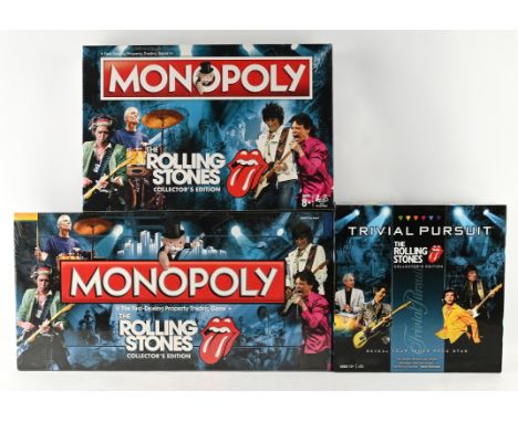 The Rolling Stones board games - 2 x Monopoly and Trivial Pursuit. Condition Report:  Monopoly games sealed. 