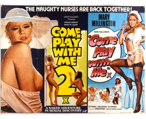 Come Play with Me 2 / Come Play With Me (1977), British Quad Film Poster, Tigon Double Bill, artwork by Tom Chantrell, the la