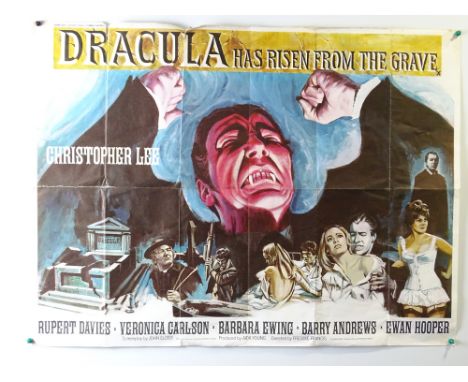 DRACULA HAS RISEN FROM THE GRAVE (1968) - A UK Quad Film Poster for the HAMMER romantic vampire thriller starring CHRISTOPHER