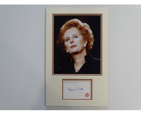 AUTOGRAPH: MARGARET THATCHER - mounted photograph and autograph display - this item has been independently checked and will b