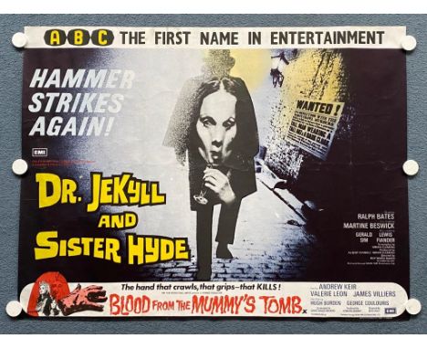 DOCTOR JEKYLL AND SISTER HYDE / BLOOD FROM THE MUMMY'S TOMB (1971) - British UK Quad Double Bill - Hammer Horror - ABC Cinema