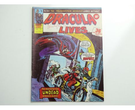 DRACULA LIVES # 22 - SIGNED CHRISTOPHER LEE - (1975 - BRITISH MARVEL COMIC) - Signed by CHRISTOPHER LEE - As collectors of Le