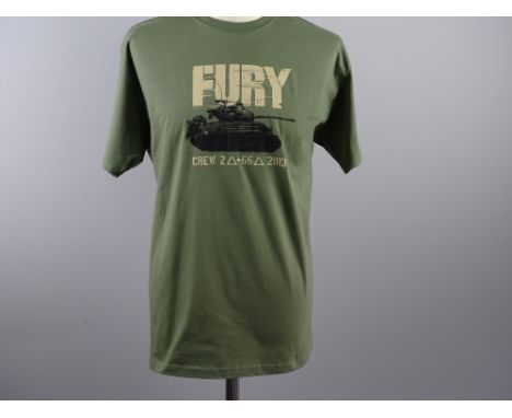 FURY (2014) - Film / Production Crew Issued Clothing to include: an XL khaki green Second Unit T-Shirt and black (one size) s