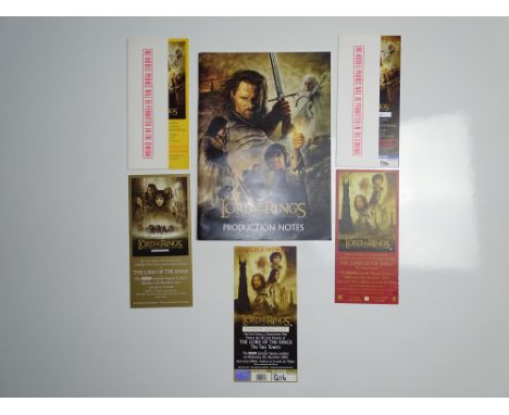 LORD OF THE RINGS: A set of production notes for THE RETURN OF THE KING together with premiere tickets as lotted (TWO TOWERS,
