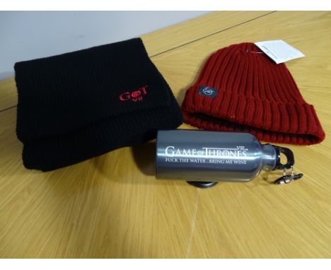 GAME OF THRONES - Film / Production Crew Issued clothing to include: A beanie hat, a scarf and a Season 8 production issued c