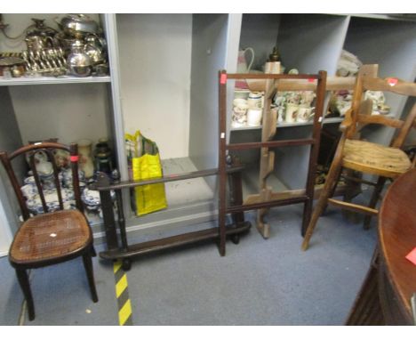 Mixed small furniture to include a cane stead child's highchair, a 19th century bentwood and cane seated child's chair, a two