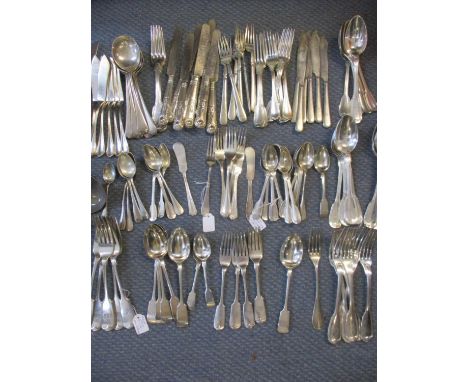 A quantity of silver plated cutlery and flatware to include French and monogrammed items 