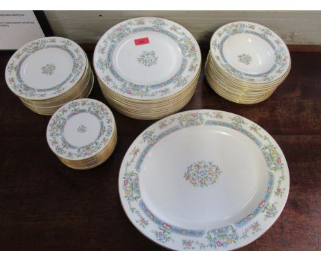 Royal Worcester part dinner service comprising two meat platters, twelve dinner plates, twelve smaller plates, twelve side pl