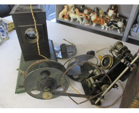 A Victorian magic lantern A/F and pine box 