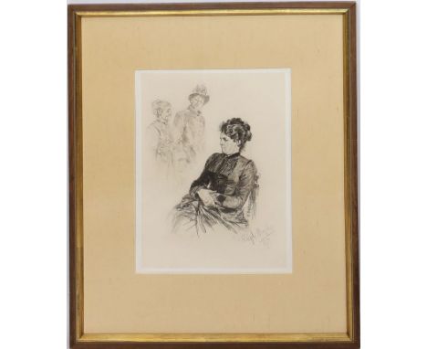 Menzel, Adolf von (1815 Breslau - Berlin 1905) "Stille Teilnahme". Radierung, in der Platte sign. und dat. (18)87, gedruckt b
