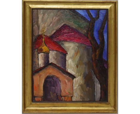 Gladkich, Aleksei Iwanowic (geb. 1947 Moskau) "Klosterecke", so verso betitelt. Öl/Platte, u. sign. sowie verso mehrfach bez.