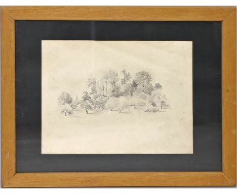 Eymer, Anton Julius C. (1834 Frankfurt 1917) Baumgruppe (1854). Zeichnung (Altersspuren), re. u. sign. und dat. Ca. 22 x 28,5