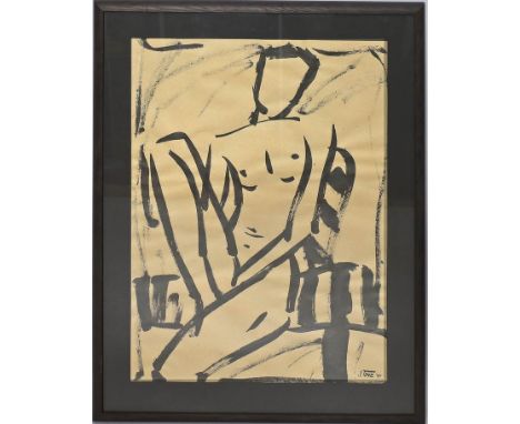 Tenz, Jürgen (geb. 1942 in Berlin) Weiblicher Akt. Tusche, re. u. sign. und dat. (19)95. Ca. 70x 50 cm. PP., R.