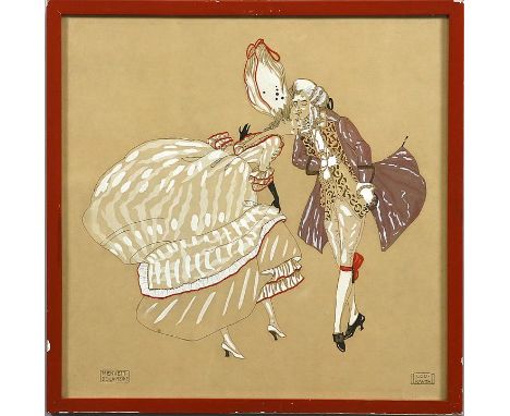 Rauth, Leo (1884 Leipzig - Welschnofen/Südtirol 1913) "MENVETT DE LA REIN", so im Stein betitelt und sign. Kolorierte Lithogr