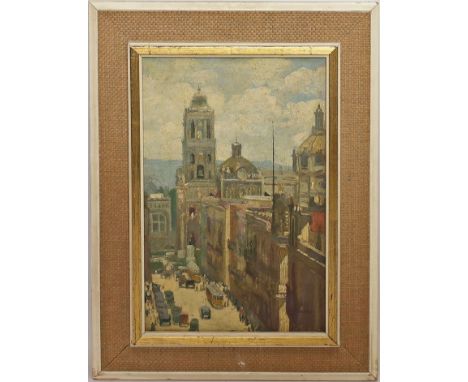 Garavito, Humberto (1897-1970) Wohl Blick auf Catedral Metropolitana de la Ciudad de México. Öl/Platte, re. u. sign. Ca. 40x 