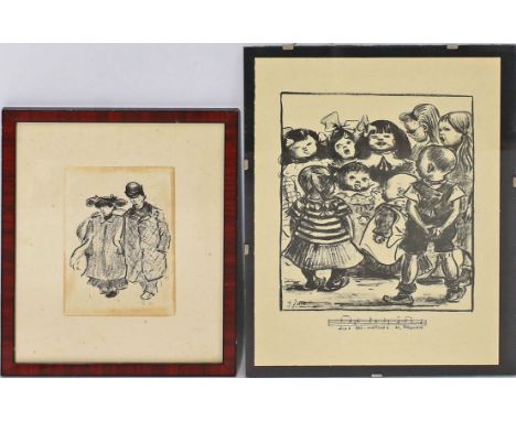 Zille, Heinrich (1858 Radeburg - Berlin 1929) "Spaziergänger", Heliogravure (gebräunt und l. fleckig). Ca. 18,5x 12,5 cm, bre