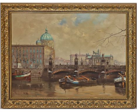 Walter (20. Jh.) Ansicht von Berlin mit verschiedenen Wahrzeichen. Öl/Lwd., li. u. sign. 60x 80 cm. R.