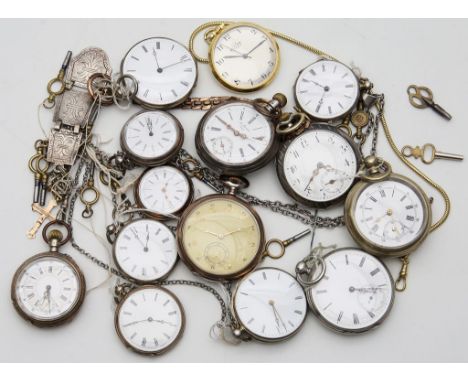13 div. Taschen-/Schlüsseltaschenuhren. Metallgehäuse. Verschiedene Ausführungen und Zustände, Funktionen nicht geprüft. Schl