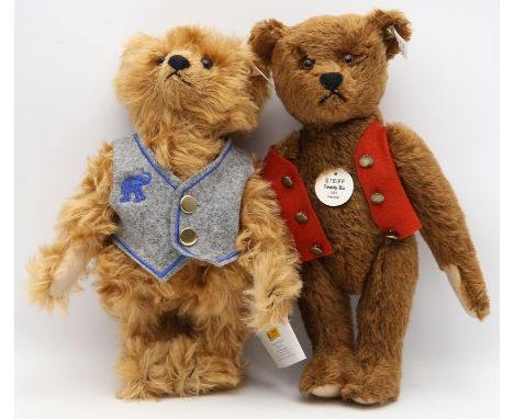 2 Steiff-Teddys: Teddy Blu 1925 Replica, Ex. 1.803/4.000 aus der limitierten Auflage des Jahres 1999 und Jahrhundert-Bär, Ex.