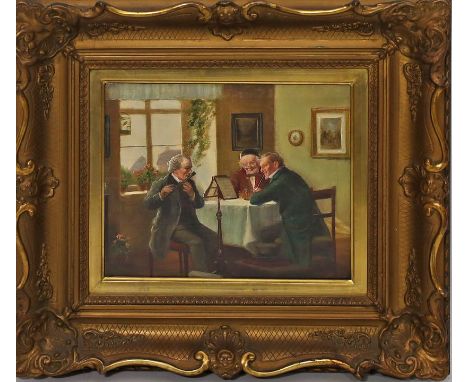 Klingsbögl, Rudolf 1881 Wien 1943) Flötenspiel. Öl/Holz, li. u. sign. Ca. 255x 32 cm. R.