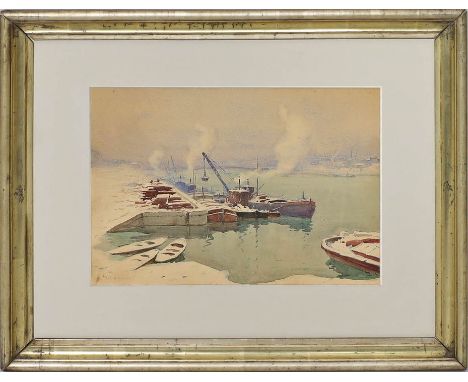 Duverney, Paul (1866 Paris – 1925) "Pont de Grenelle", so verso betitelt (Paris). Aquarell/Papier, li. u. sign. 28x 38 cm. PP