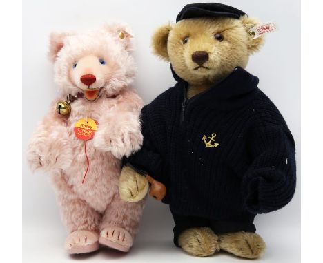 2 Steiff-Teddys: "Fischer", Ex. 1.390/2.000 aus der limitierten Auflage des Jahres 1998 und 3. Steiff-Festival-Bär "Rosey", E