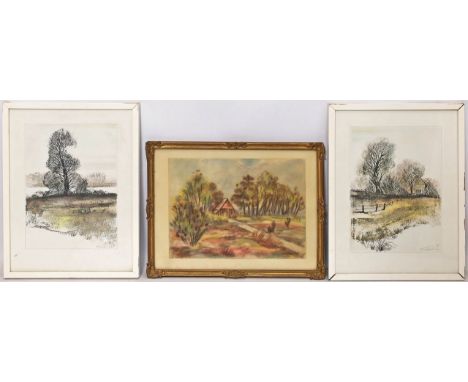 Verschiedene Künstler (20. Jh.) 7 Landschaftsdarstellungen. Verschiedene Techniken und Formate. Je im R., Gesamtmaß ca. 20x 2