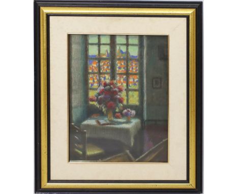 Monogrammist "C.H." Blick aus dem Fenster. Pastell, re. u. monog. "C.H.". Ca. 38x 28,5 cm. PP., R.