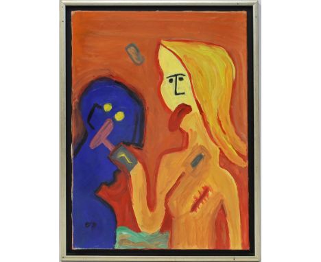 Wahorn, András (geb. 1953), att. Ohne Titel. Öl/Lwd., re. u. monog. bzw. ligiert "AW" und dat. (19)91. Ca. 70x 50 cm. R. mit 