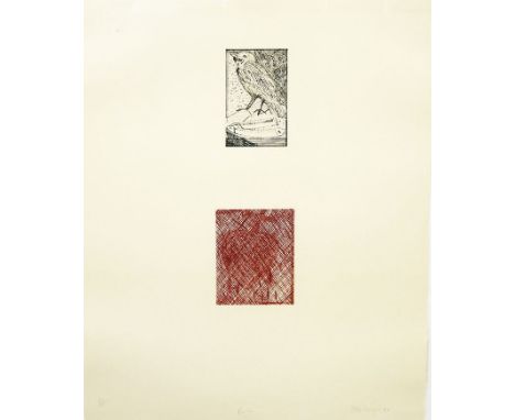 Scanga, Italo (1932 Kalabrien - San Diego 2001) "Raven", so mittig u. betitelt. Radierungen/Papier, re. u. mit Bleistift sign