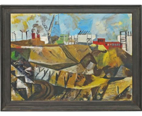 Haberland, Gisbert (geb. 1934 Halle/Saale) "Schnellstraßenbahn Siemensstadt I", so auf Keilrahmen betitelt, sign. und dat. (1