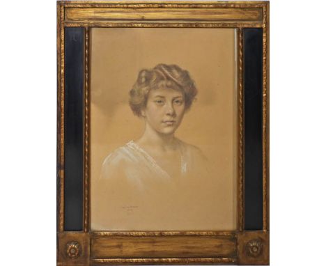 Werner, W. (um 1912) Brustportrait einer jungen Frau. Mischtechnik, li. u. sign. und dat. 20.12.1912. Ca. 70x 50 cm (Blattmaß