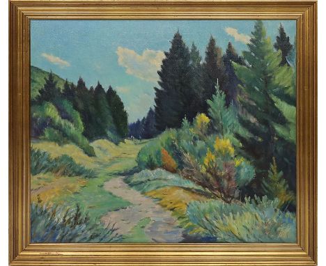 Gross, Ejnar (1895 Viborg - Blokhus 1962) Dänische Landschaft bei "Blokhus", so re. u. betitelt und sign. Öl/Lwd. 65x 75 cm. 