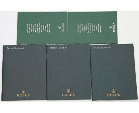 3 Booklets, ROLEX Datejust. Englisch, 2003, 2004 und 2005. Dazu: 2 "Chronometer-Bescheinigungen".