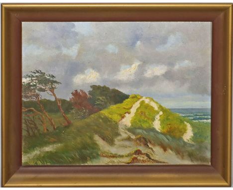 Monogrammist "W.B." (um 1934) Dünenlandschaft bei aufziehendem Gewitter. Öl/Lwd., li. u. monog. und dat. (19)34. Ca. 30,5x 39