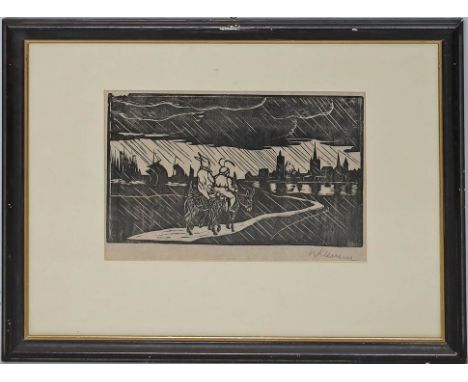 Klemm, Walther 1883 (Karlsbad - Weimar 1957) Blatt aus Tyll Ulenspiegel. Holzschnitt, re. u. mit Bleistift sign., wohl um 191