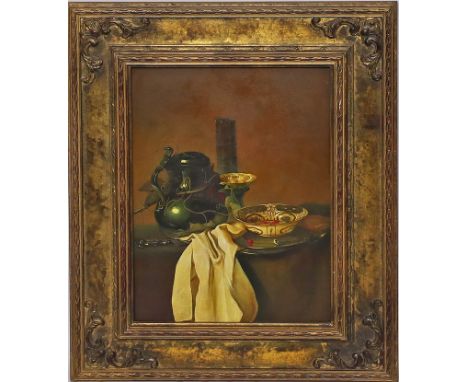 Maraczi (20. Jh.) Stillleben mit Tafelgerät. Öl/Holz, re. u. sign. 40x 30 cm. R.