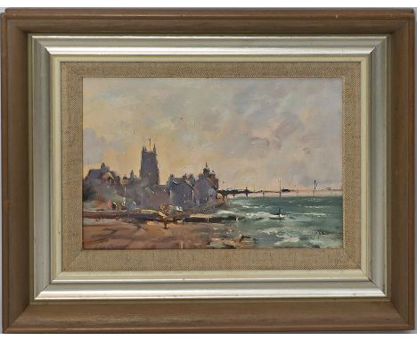 Gilman, Peter (1928-1984) Küstenszene. Öl/Platte, li. u. sign. Ca. 18x 25,5 cm. R.