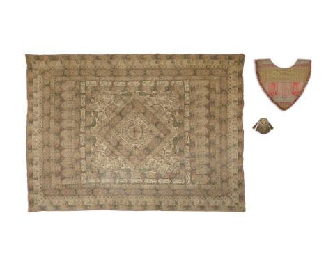 A GROUP OF THREE (3) TEXTILES / FABRIC PIECESChina and the Islamic worldIt is comprised of:- a fabric pouch, China, circa 190