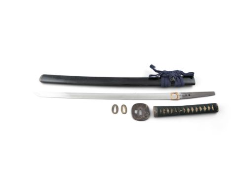 A SAMURAI SWORD, POSSIBLY A KOTO WAKIZASHI O SURIAGEJapan, The blade possibly before 1600Blade description:- Tsukurikomi (sha