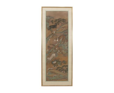 POSSIBLY CHINESE SCHOOL (Active in China, circa 1900s)Animals, including a tiger and a bearInk and colours on fabricUnsignedF