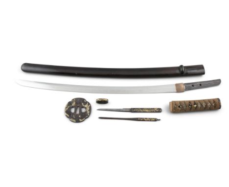 A SAMURAÏ SWORD, INSCRIBED WITH THE SIGNATURE SOSHU JU TSUNAHIRO JapanBlade description:- Tsukurikomi (shape): shinogi zukuri