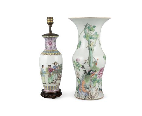 A GROUP OF TWO (2) CHINESE VASES&nbsp;ChinaIt is comprised of:- a qianjiang cai 'wulun tun' (lit. 'Five Relationships') porce