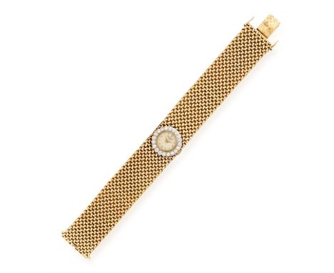 A LADY'S DIAMOND COCKTAIL WATCH, BY PONCIN PARIS, CIRCA 1960The 17-jewel manual wind movement, circular cream dial with gilt 
