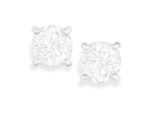 A PAIR OF DIAMOND EARSTUDSEach brilliant-cut diamond weighing approximately 0.50ct within a four-claw setting, mounted in 18K