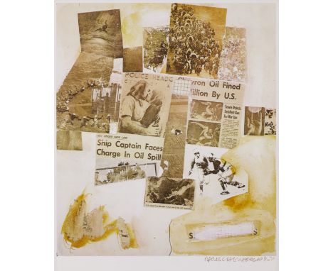 Robert Rauschenberg (1925-2008)Untitled (Ship Captain Faces Charge In Oil Spill), 1970Lithograph in colors on wove paper, sig