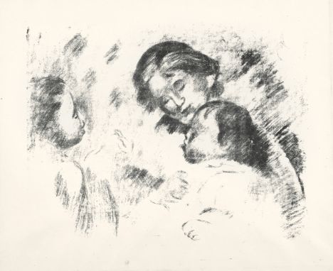 Pierre-Auguste Renoir (1841-1919)Une Mère et Deux Enfants (D., S. 54), c. 1912Lithograph on MBM Ingres laid paper, unsigned a