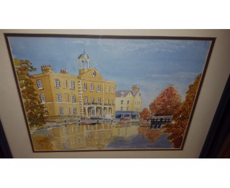 An Oil on Board by S. Caulfield of a River Scene, a Watercolour by Padraig O'Brien of Portobello Bridge & a Seascape Oil (3).