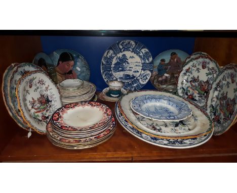 A Large Collection of Victorian & Later Platters and Plates, Some Ashworth Hanley.